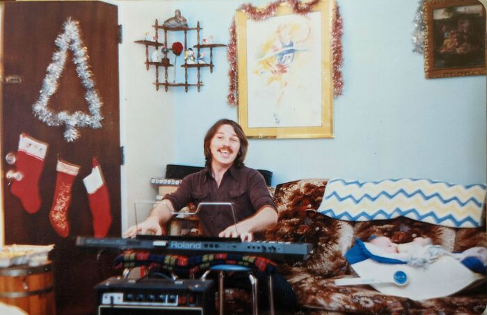 My Dad Super Excited About His New Keyboard Christmas Of 1988