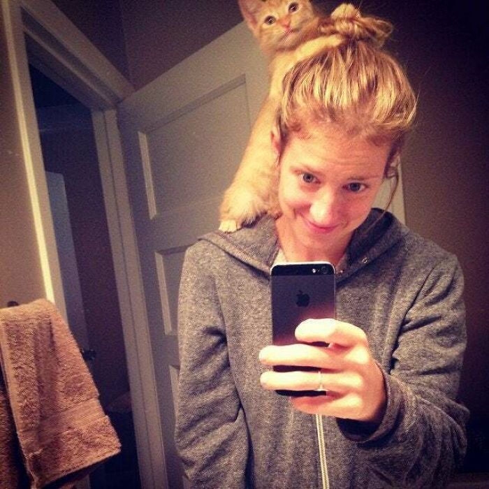 Shoulder Cat With A Twist, Theo Is Also A Part Time Hairdresser