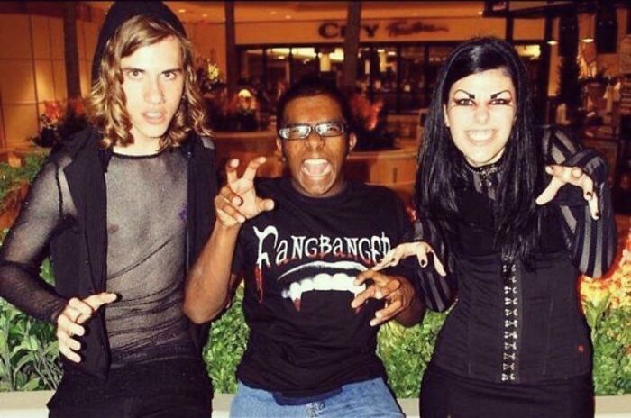 Me (On The Left) With A Friend And My Manager From Hot Topic At The Mall In 2009 Lmao