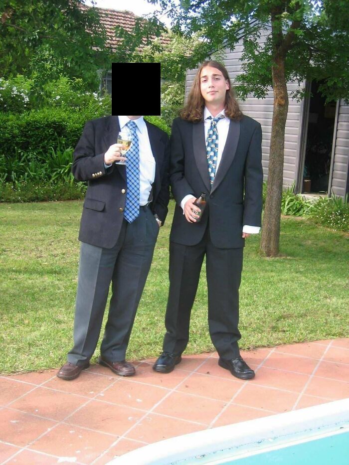 2005 - Year 12 Formal. Ill-Fitting Suit, Terrible Square Shoes, Wallace And Gromit Tie And Smug Af Look On My Face