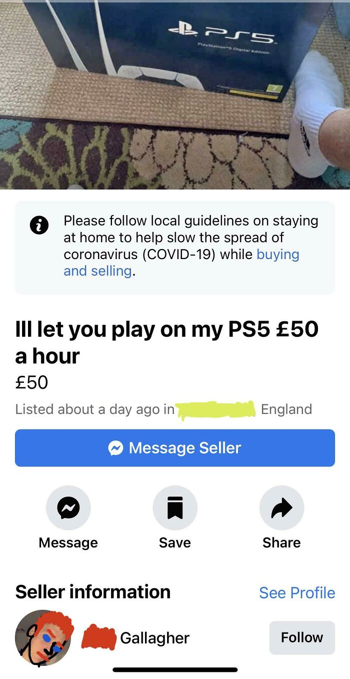 This Absolute Genius Offering People A Go On His Ps5 For £50 Per Hour, Obviously Forgetting Our City Is In Tier 4 As Well As Under A National Lockdown. Loser! 🤦🏻‍♂️
