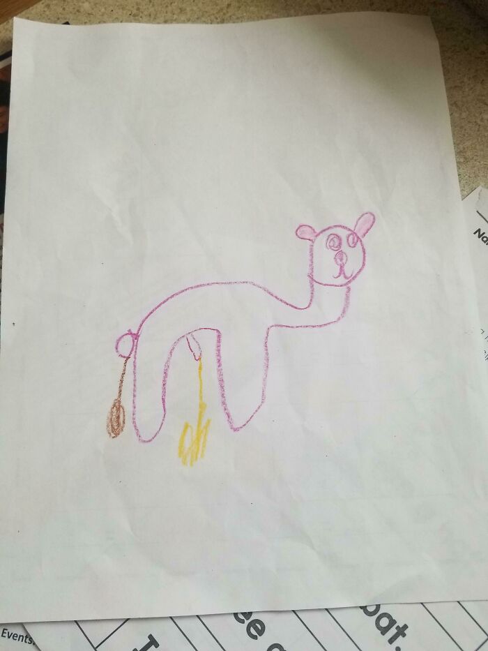 What My Daughter Drew On The Back Of Her School Work. At School. Sweet Baby Jesus