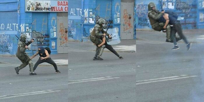 Chilean Cop vs. Protestor