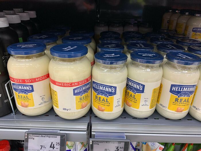 El tamaño más grande de mayonesa Hellmann's se llama "tamaño americano" en mi país