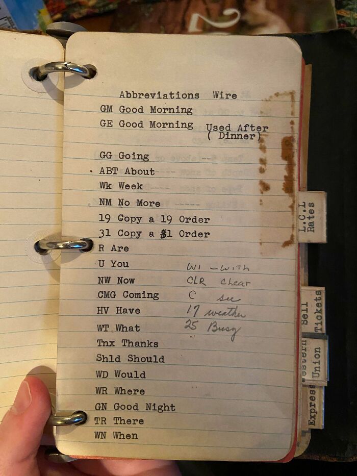 Telegram Abbreviations Found In My Great Grandpa’s Notebook