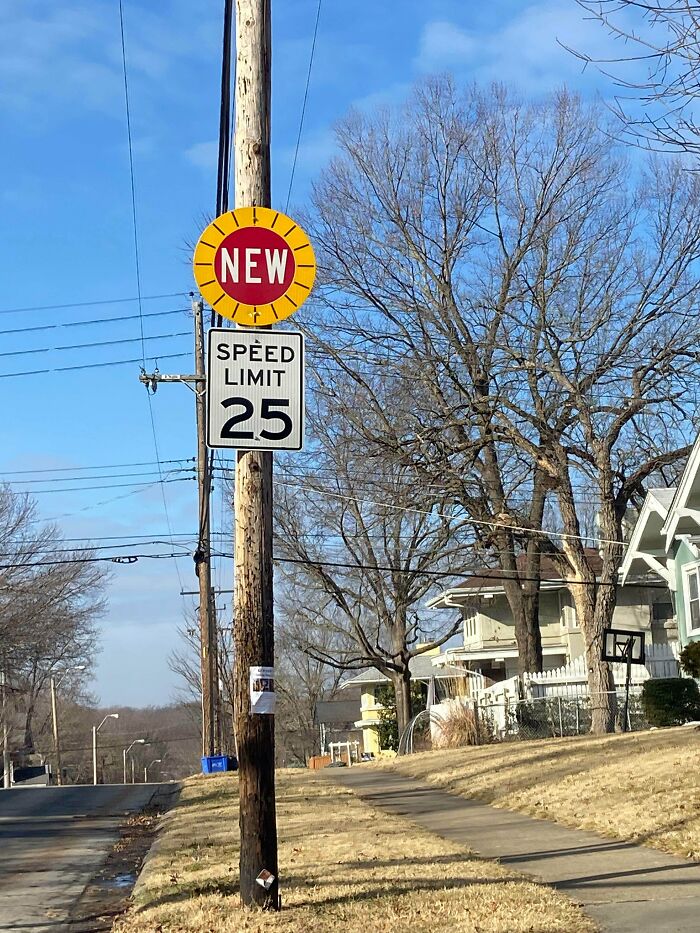 A ‘New’ Sign Indicating That The Speed Limit Has Changed