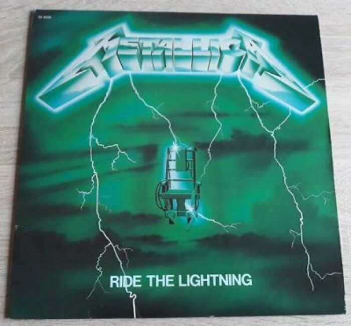 Metallica’s Ride The Lightning With The Green Misprint. Originally Supposed To Be Blue But Several Hundred Copies Were Misprinted In Green And Are Very Rare To Come By