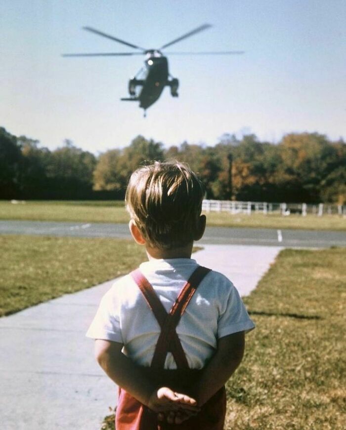Little John F. Kennedy Jr. Waiting For His Dad, President John F. Kennedy To Land At Camp David, Maryland In October 1963. Jfk Was Assassinated The Very Next Month