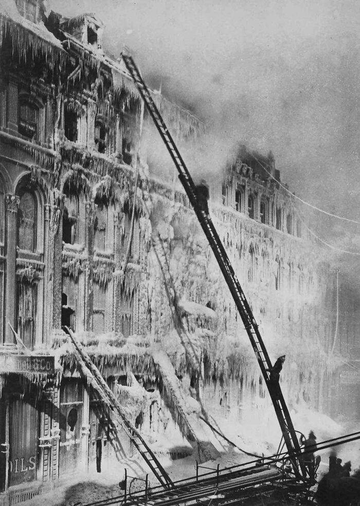 Firefighters Battle A Blaze In Montreal, 1889