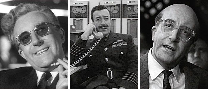 Peter Sellers As Dr. Strangelove, Group Captain Lionel Mandrake, And President Merkin Muffley In Dr. Strangelove Or: How I Learned To Stop Worrying And Love The Bomb (1964)