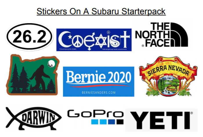 Stickers On A Subaru Starterpack
