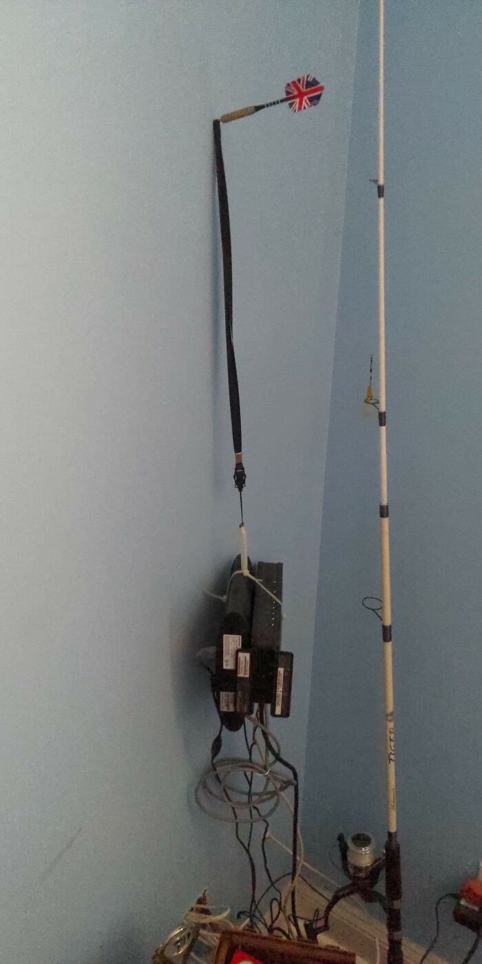 This Is How My Father Has Decided To Rig Up The Router