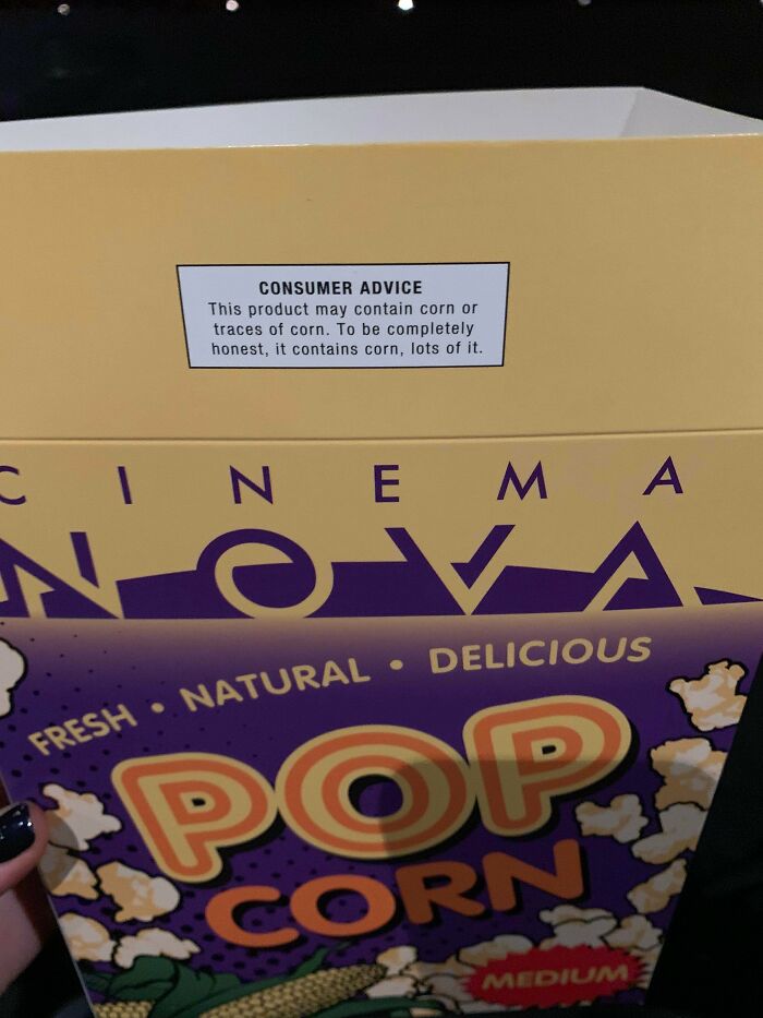 Popcorn Allergen Warning At Nova Cinemas In Melbourne