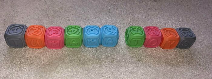 If You Arrange My Daughters Toy Blocks In Numerical Order One Side Spells Out The Name Of The Manufacturer
