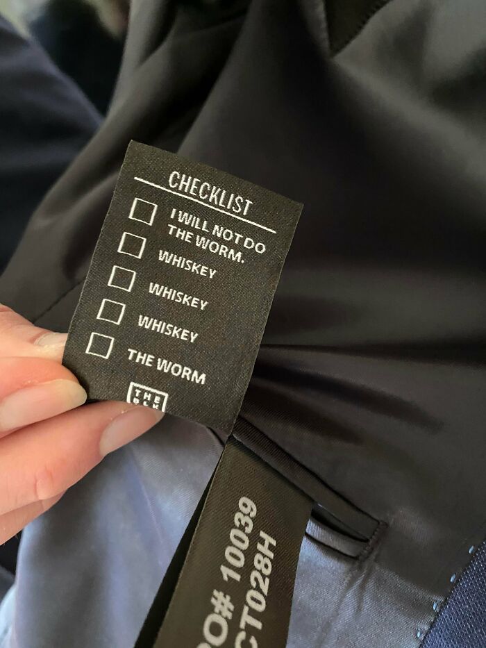 This Checklist On The Back Of The Tag Inside A Suit I Rented
