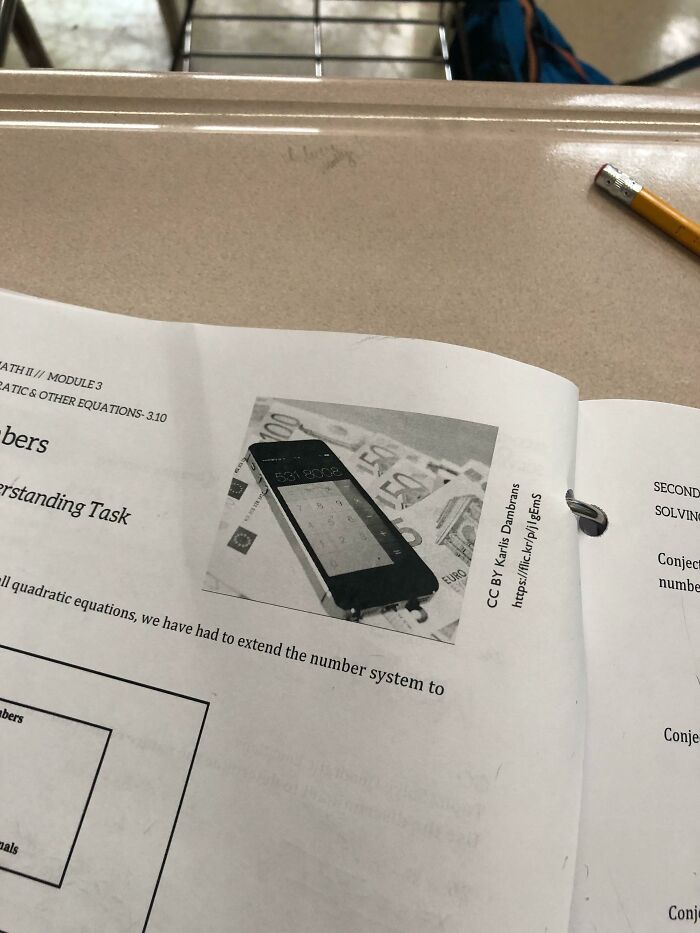 My Official Highschool Common-Core Math Packet Has A Calculator With “531 8008” Written, Or “Boobies” Upside-Down