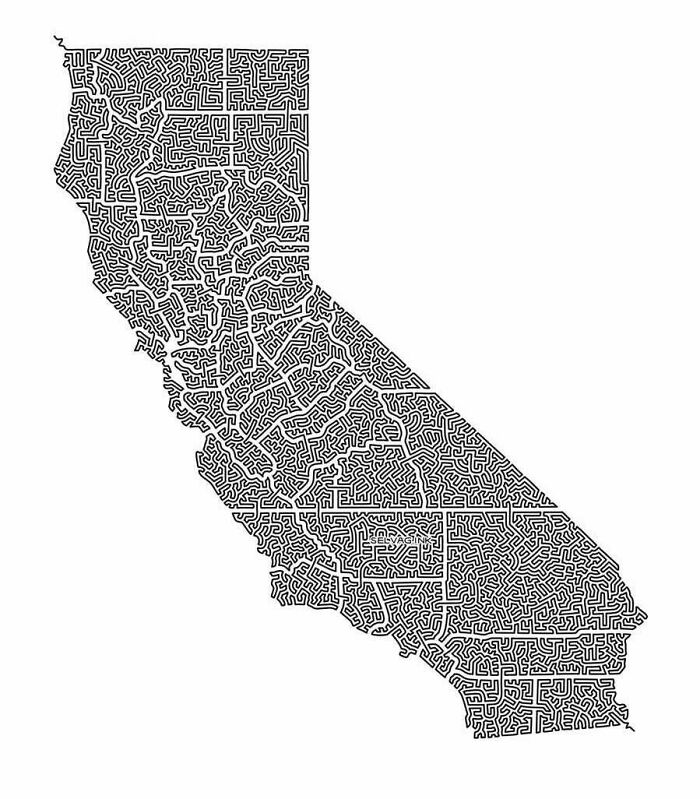 My One Line Drawing Of California And Counties