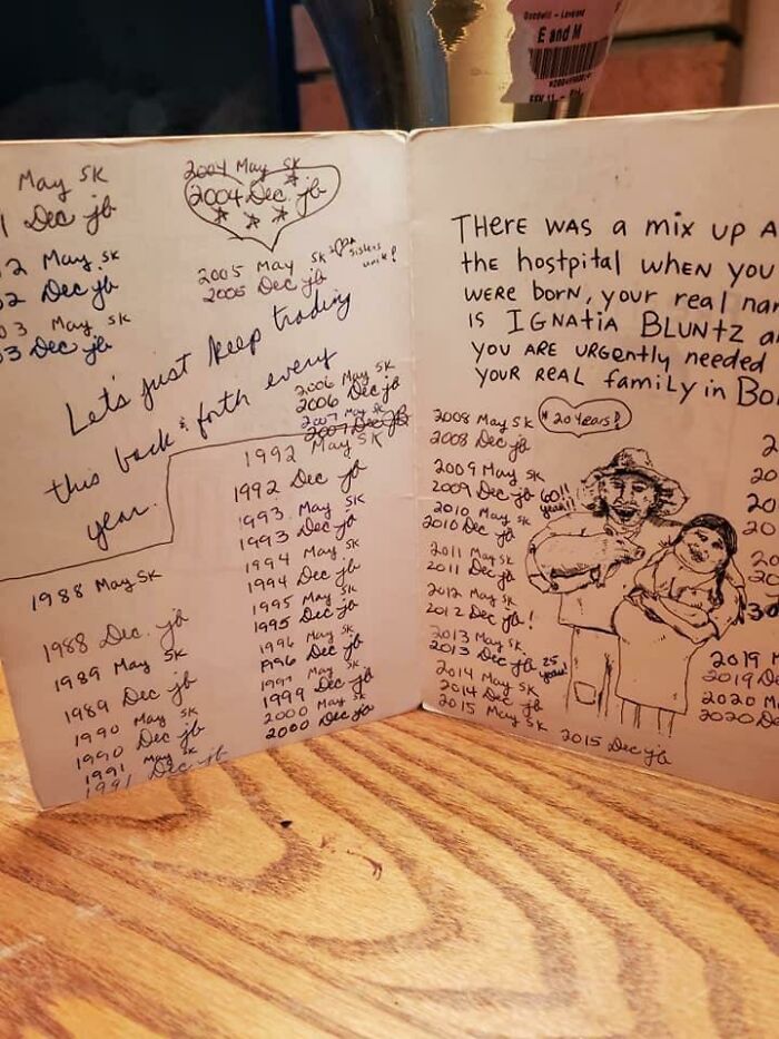 Mi amiga y su hermana han intercambiado la misma tarjeta de cumpleaños durante 32 años