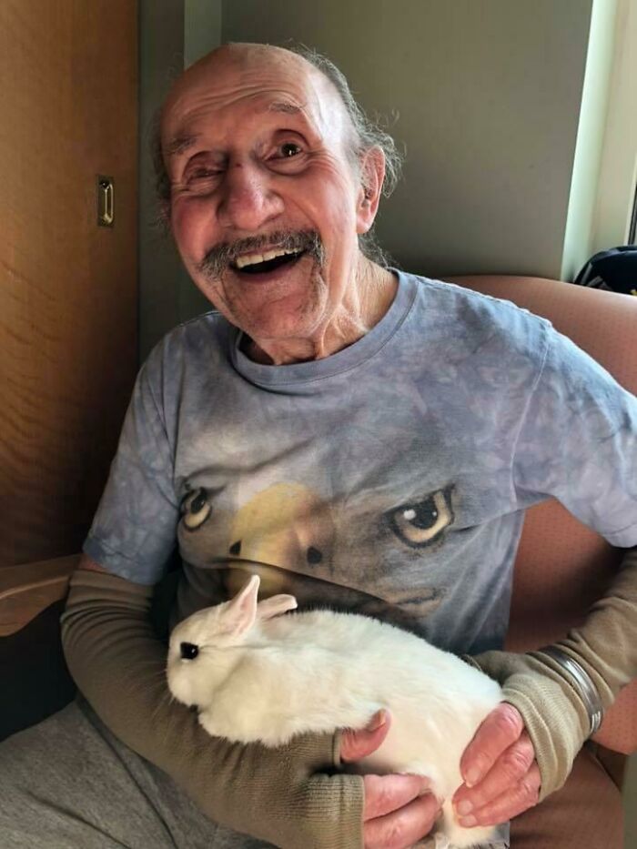 My 88-Year-Old Grandfather Holding A Bunny For The Very First Time