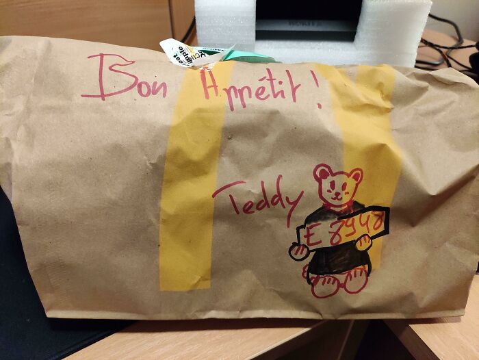 A McDonald's Employee Draw A Bear On My Food Bag Because My Name Is Teddy