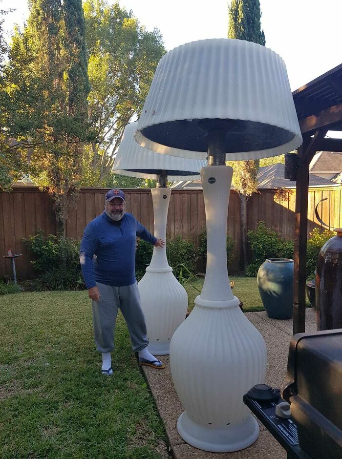 Dad Made The Classic Mistake Of Buying Something On Amazon Without Checking It's Size. We Now Have Two 10 Foot Lamps