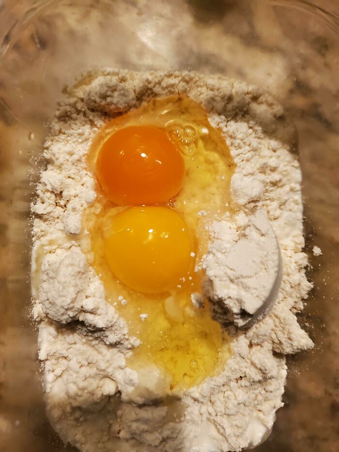 My Back Yard Chicken's Egg (Orange) Versus A Store Bought Egg