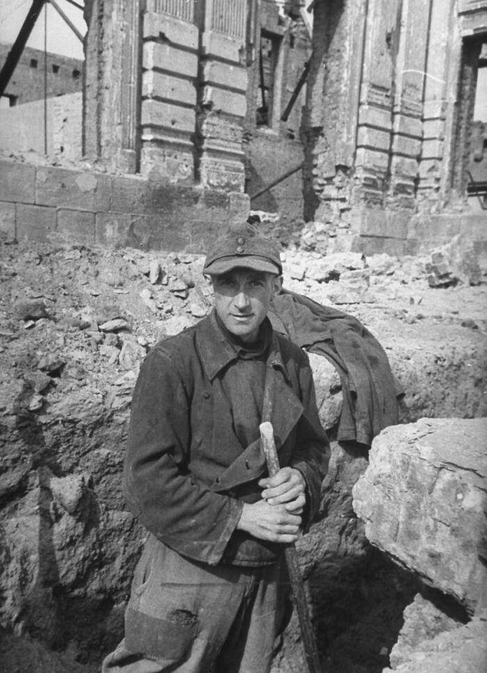 A German Prisoner Of War Rebuilding Stalingrad, 1947