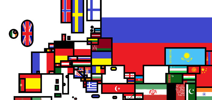 A Geometrical Flag Map Of Europe And Western Asia