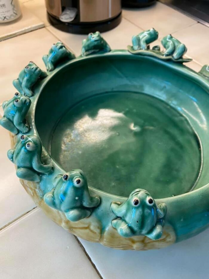 Froggy Seance Pottery Bowl That I Just Couldn’t Leave At The Vintage Shop. The Shop Owner Tells Me This Was Made By A Mystery Woman In The 60’s