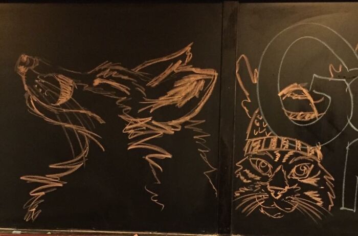 Doodled On A Restaurant Chalk Board Only To See How Weird I Am.