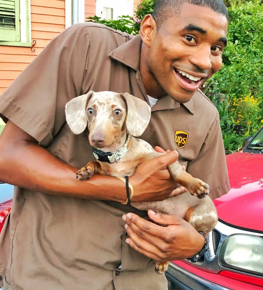 Delivery Man Continues To Take Breaks On The Way To Take Pictures And Pet The Dogs He Meets (New Pics)