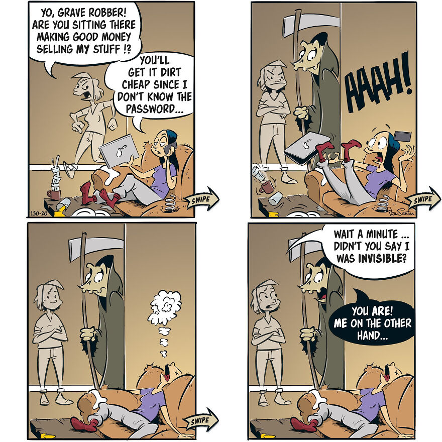 Artist Creates Funny Comics About A Girl's Afterlife