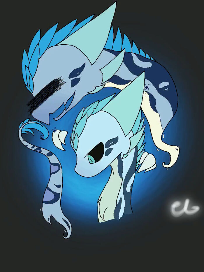 This Is My Flight Rising Wildclaw Oc Echo (Bottom) & Her Ghost Of A Sister Rayne (Top)