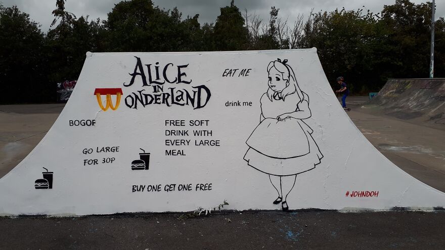 Alice In Wonderland Painted In Glastonbury