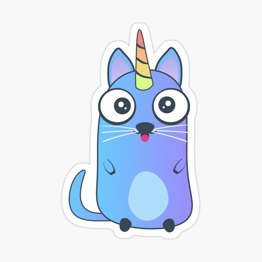 Cool Space Cats Art In Kawaii Style. Funny Magic Cat Stickers