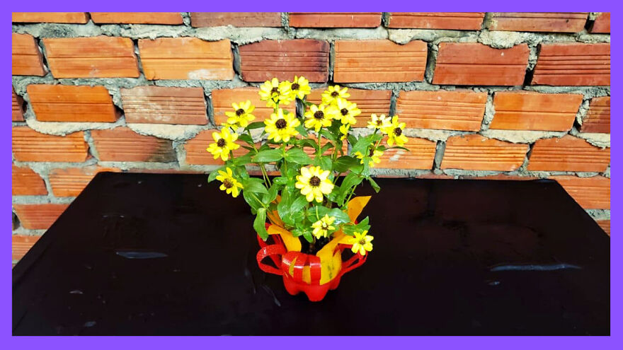 Craft Idea | How To Recycle Plastic Bottles Into Colorful Flower Pots