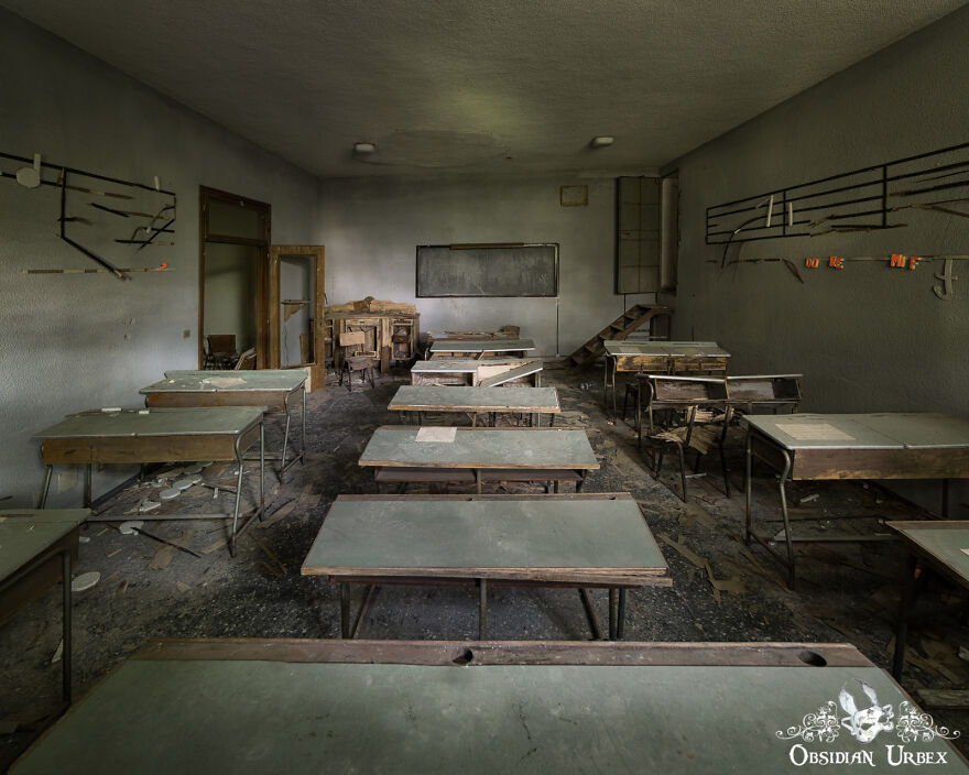 A Dark And Musty Music Classroom Inside A Long Closed College