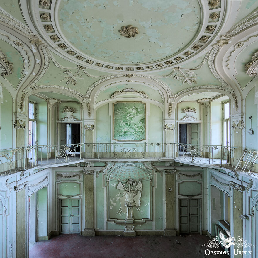 This Baroque And Classical Revival Style Villa Is Painted A Wonderful Light Minty Green