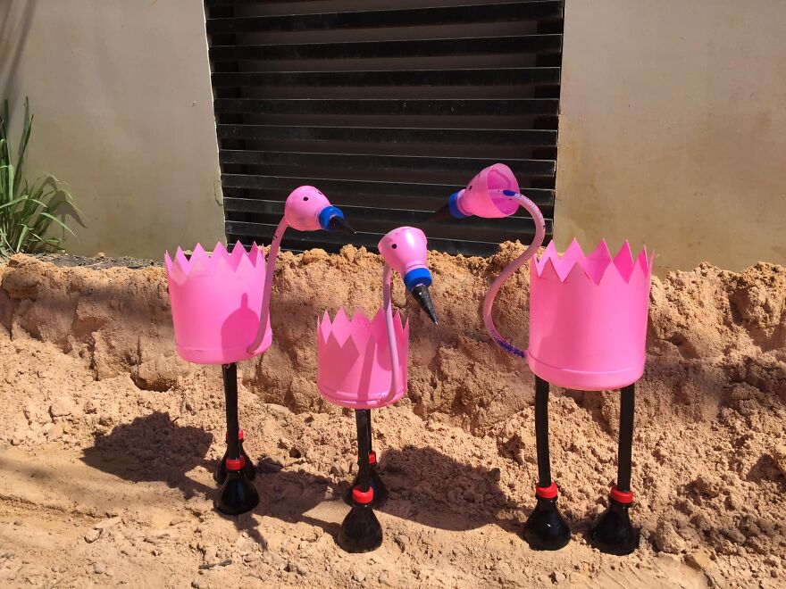 How To Recycle Plastic Bottles Into Flamingo-Shaped Planter Pots | Craft Yours