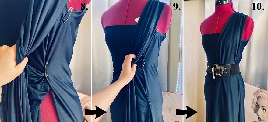 I Made Myself A Dress In 10 Minutes Using Only 3 Safety-Pins!