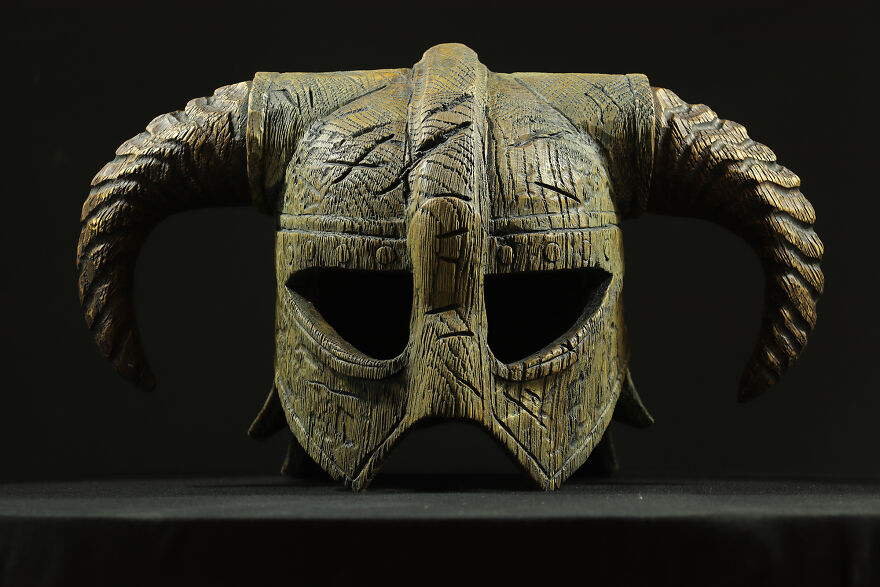 Skyrim. How To Make Helmet. Wood Carving. Wood Mask