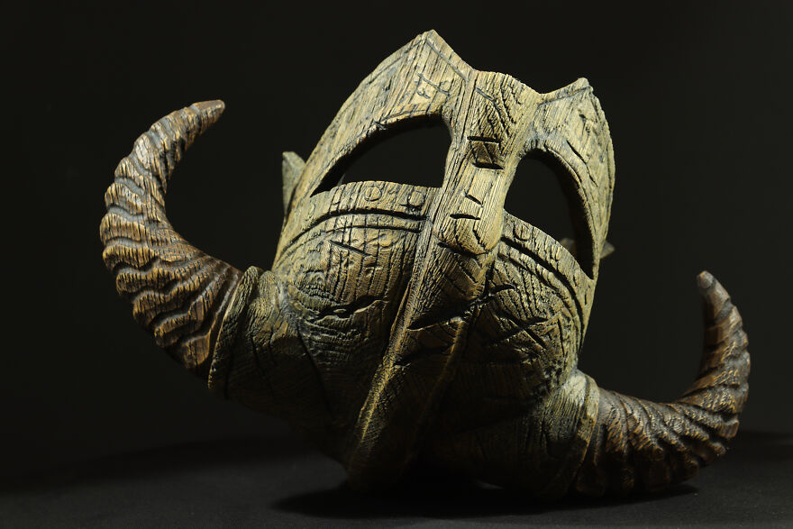 Skyrim. How To Make Helmet. Wood Carving. Wood Mask