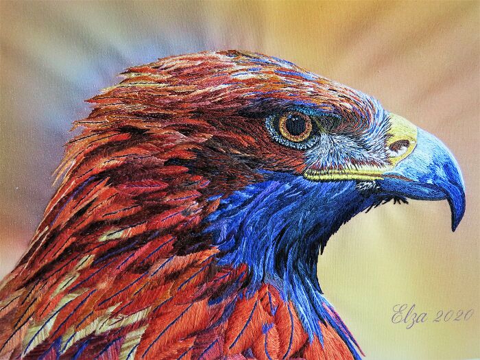 I Love Embroidery And This Is My Rendition Of A Golden Eagle. I Use A Technique Called Needle Painting