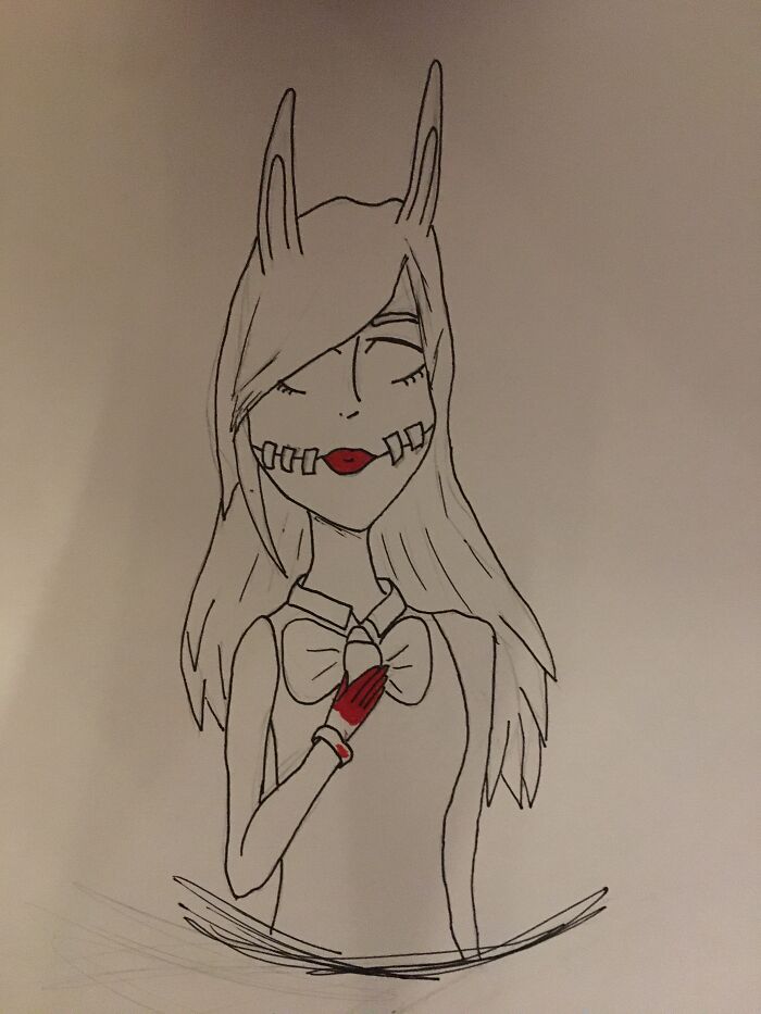 Drew This Last Year For Inktober...lol (Her Eyes Are Open Just No Pupil)