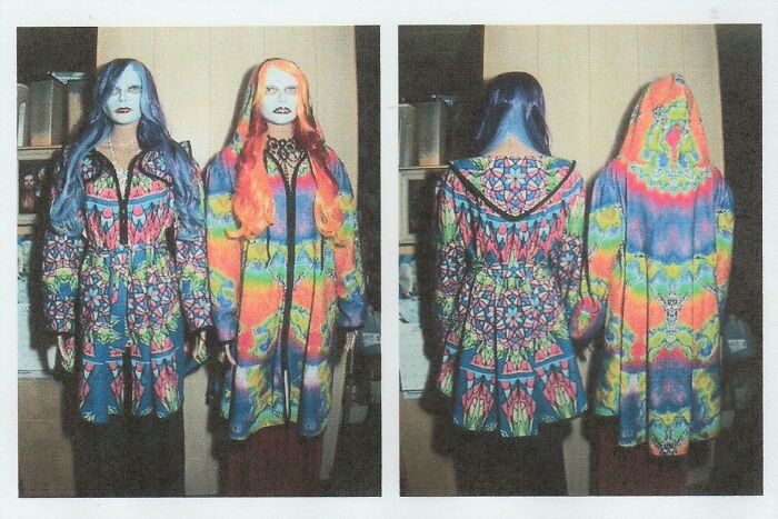 I Had Designs I Created Printed On Material (Small Fleece Blankets) Then- Using My Own Patterns... I Made These Jackets. The Jacket On The Left Is "Stained Glass- Sapphire" & On The Right Is "Psychodelic Flying Spider", Both Are "Swing" Style; One Is Belted The Other Is Hooded.