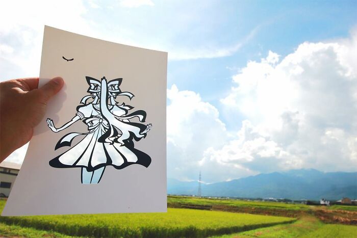 Japanese Artist Colors His Drawings With Real Landscapes