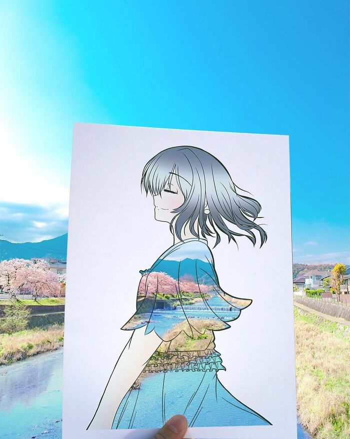 Japanese Artist Colors His Drawings With Real Landscapes