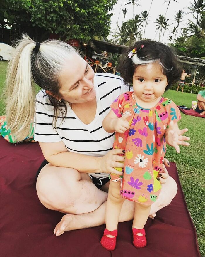 Mother Encourages Her Two-year-old Who Was Born With A White Streak In Her Hair To Embrace Her Uniqueness