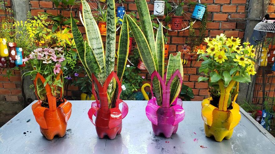 Plastic Bottles - Planter Vases - How To Make It