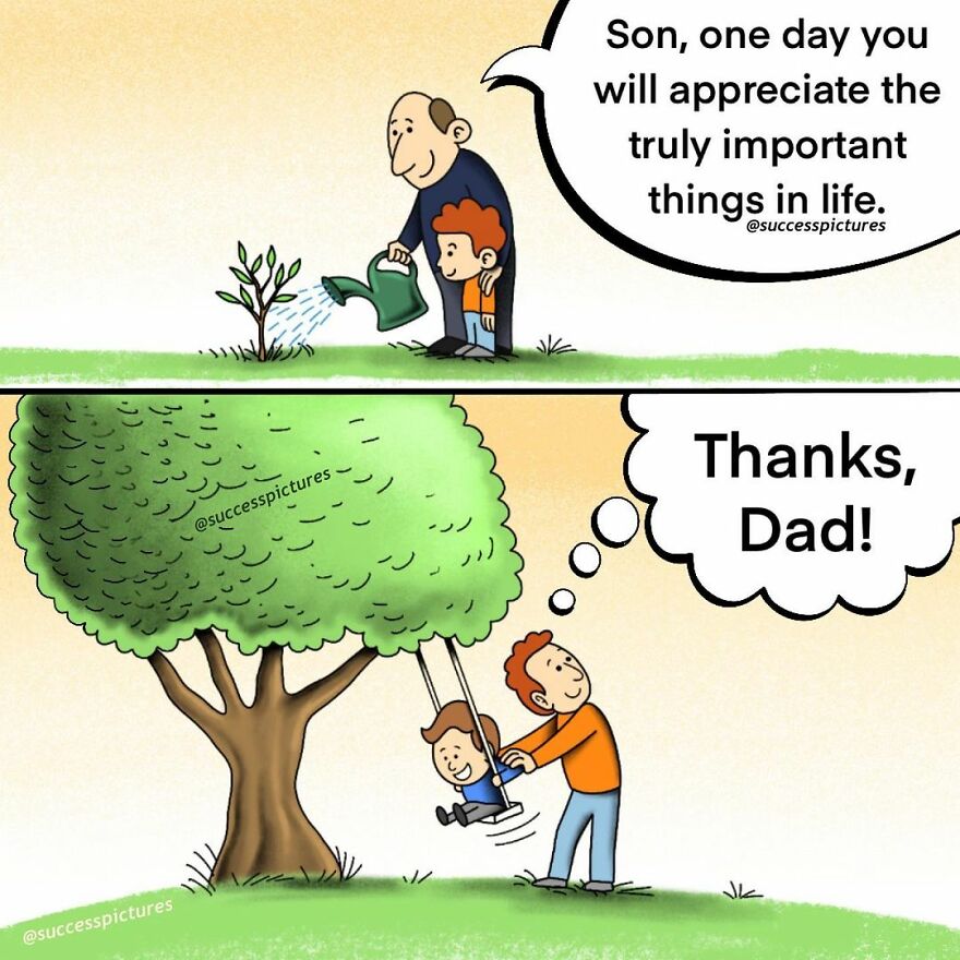 son and dad planting a tree 